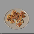 Roasted Pecans On White Plate Healthy Nut Snack For Daily Eating