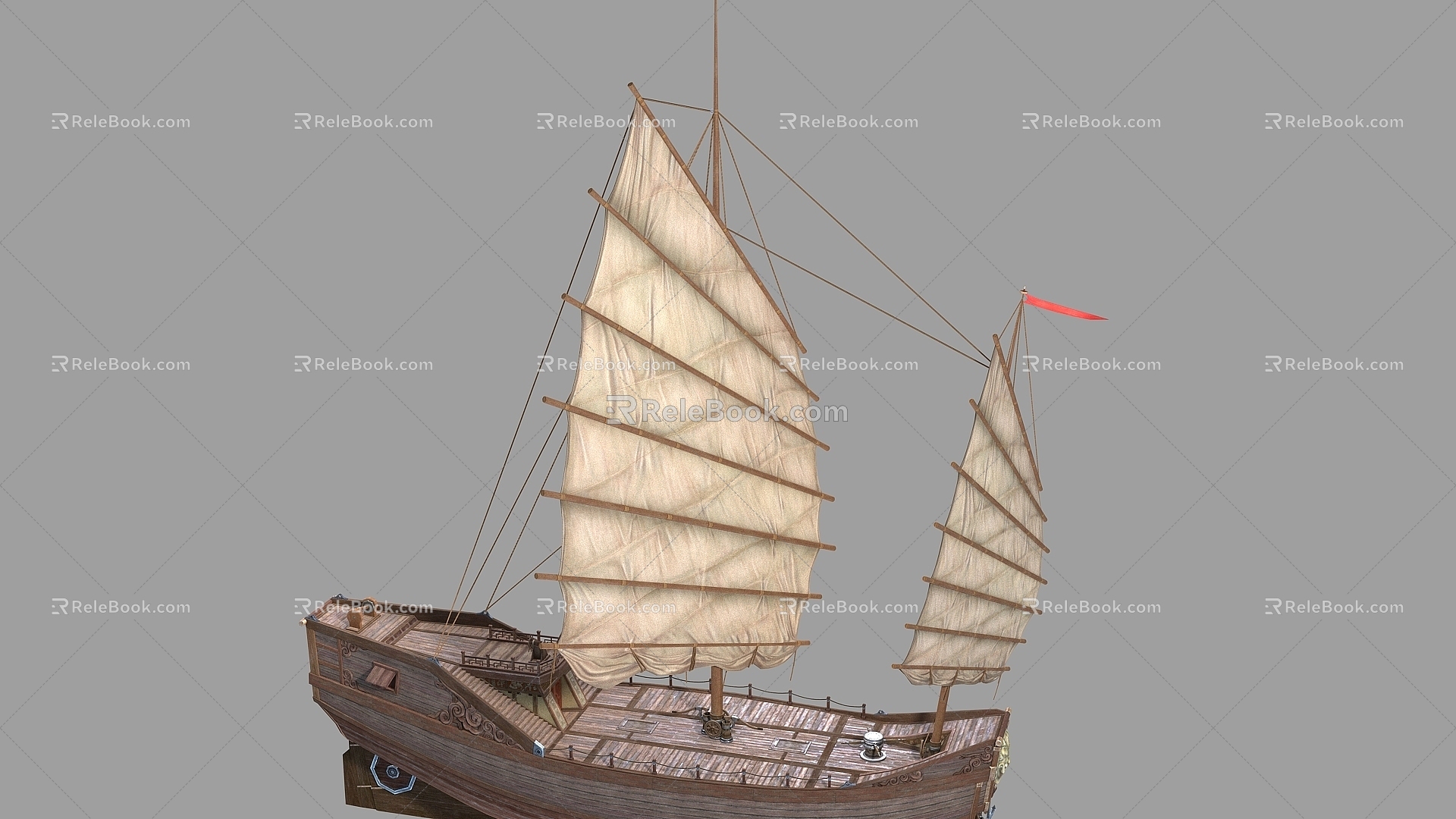 PBR Ancient Chinese Warship Sailing Ship Fu Ship Wide Ship Rong Ke Ship Ancient Chinese Sailing Ship Fu Ship Building Ship Wide Ship Sand Ship 3d model