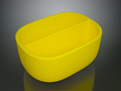 Yellow Oval Two Compartment Storage Container For Household Organizing Daily Use 3d model