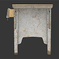 Rustic Vintage Wooden Table With Peeled White Paint Top And Metal Knob Drawer