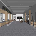 Modern Front Desk Reception Area With Waiting Chairs Bright Lighting And Spacious Lobby