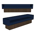 Modern Blue Two Seater Sofa With Wooden Base And Comfortable Seating 3d model