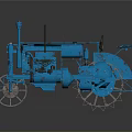 Classic Blue Tractor With Vintage Design Metal Wheels And Detailed Engine Parts