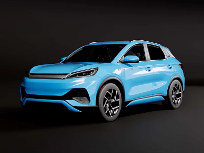 Blue Modern SUV With Sleek Body Design And Black Alloy Wheels 3d model