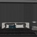 Modern Dark Bedroom Interior With King Bed Nightstands Table Lamps And Area Rug