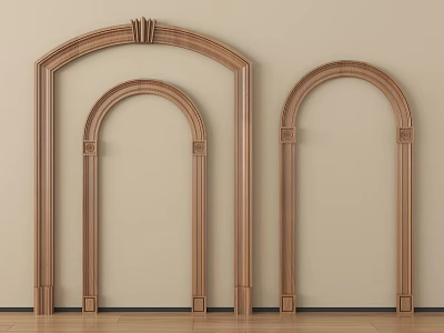 Decorative Wooden Arched Components With Carved Details And Various Sizes For Interior Design 3d model