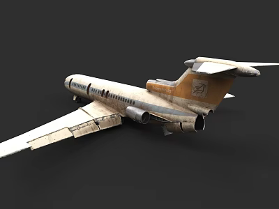 Vintage Passenger Plane With Weathered Exterior Dual Engines Long Wings And Tail Logo 3d model