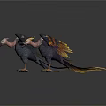 Two Eagles Spreading Wings With White Heads And Yellow Wing Edges Against Black Background