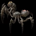Menacing Fantasy Creature Spider Insect Hybrid With Glowing Yellow Eyes Sharp Claws And Chitinous Exoskeleton