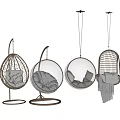 Cozy Wicker Hanging Chairs in Various Styles with Cushions and Blanket