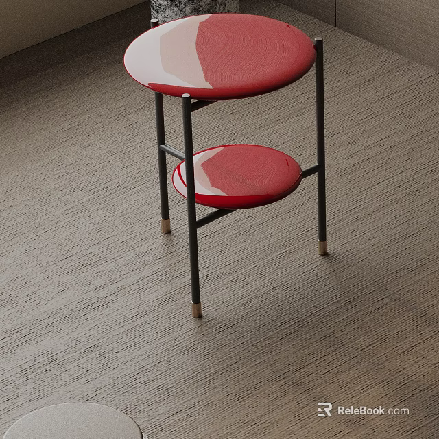 Red Round Top Side Table With Modern Metal Frame And Sturdy Design 3d model