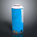 Blue Cylindrical Household Spray Can With White Cap And Warning Labels