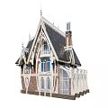 Detached Villa With Gabled Roof Tower Large Windows Balcony And Ornate Details