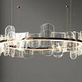 Modern Chandelier Design With Golden Ring And Transparent Illuminated Elements