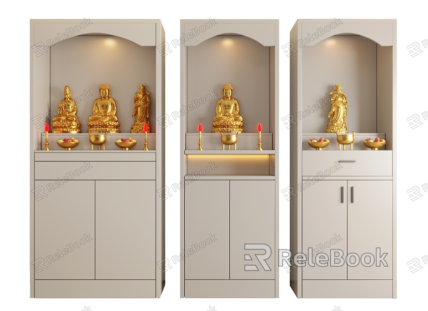 Modern Buddhist Cabinet Buddhist Niche Altar Altar Offering Table Incense Cart Candle Holder God of Wealth Guanyin Sakyamuni Statues of Buddha Buddha model