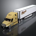 Yellow Semi Truck Cab With White Trailer And Bison Transport Logo