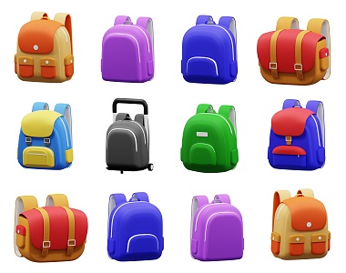 Modern Children Cartoon School Bag Backpack Children's School Bag Combination Cartoon Backpack School Bag Toy School Bag Backpack 3d model