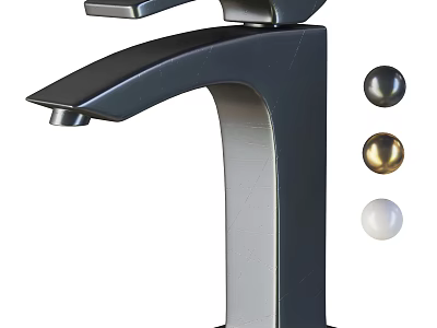 Modern Black Faucet Design With Three Colored Balls In Black Gold And White 3d model