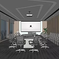 Modern Meeting Room Interior Design With Large Windows Projector And Comfortable Chairs 3d model
