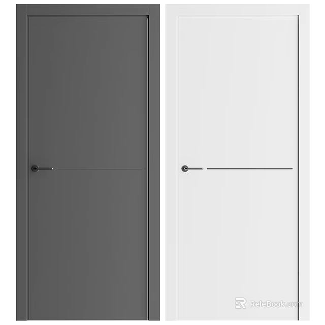 Modern Minimalist Interior Hinged Doors In Gray And White 3d model