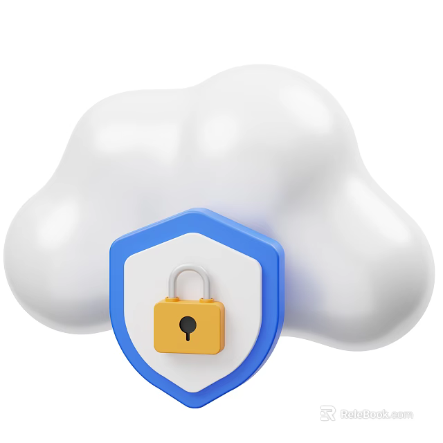 Decorative Ornament Set Featuring White Cloud Blue Border Shield And Yellow Padlock 3d model 