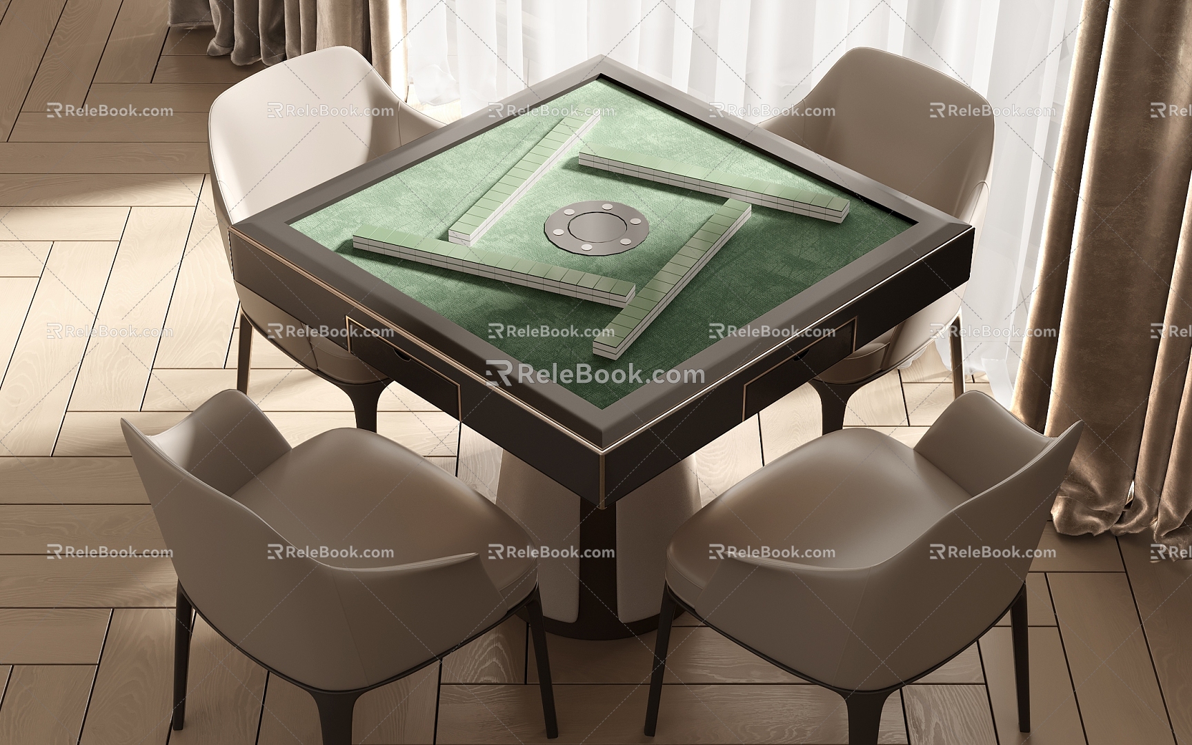 Modern Mahjong Table and Chair Mahjong Table and Chair Combination 3d model