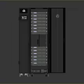 Black Modern Server Rack With Open Door Revealing Internal Server Units For Data Storage
