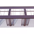 Elegant Modern Outdoor Pergola With Vertical Grille Structure And Support Columns 3d model