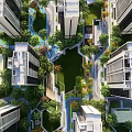 Modern Residential Landscape With High Rise Buildings Lush Gardens And Green Spaces