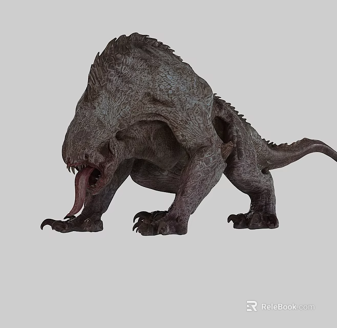 Fierce Mythical Monster With Rough Skin Sharp Claws And Extended Tongue 3d model 