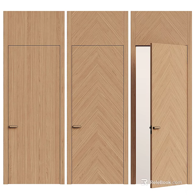 Elegant Modern Wooden Sliding Doors With Herringbone Pattern For Home Interior Design 3d model