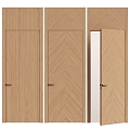 Solid wood sliding door entry door 3d model