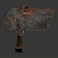Weapon Helmet Featuring Rusty Metallic Texture Worn Surface and Strap Details