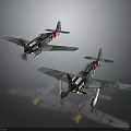 Two Vintage Biplanes With Red White Markings On Dark Reflective Surface For Space Exploration