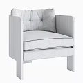 Modern Single Sofa With Tufted Beige Fabric Backrest And Wooden Armrests