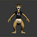 Yellow Cartoon Animal Character With Brown Fur Black T shirt And White Lower Garment