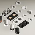 Various Modern Downlights And Spotlights With Different Designs For Interior Lighting Decor 3d model
