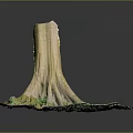 Natural Wooden Stone Decorative Stump With Intricate Roots And Textured Base