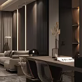 Modern Living Dining Room Interior With Sofa Coffee Table And Wooden Panel Walls