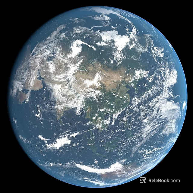 Earth Decorative Ornament Set With Blue Ocean White Clouds Green Land Design 3d model 