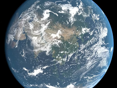 Earth Decorative Ornament Set With Blue Ocean White Clouds Green Land Design 3d model