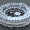 Large Scale Circular Industrial Equipment with Pipes Platforms and Railings