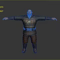 Medieval Man In Armor With Beard Arms Outstretched Standing Emblem Belt