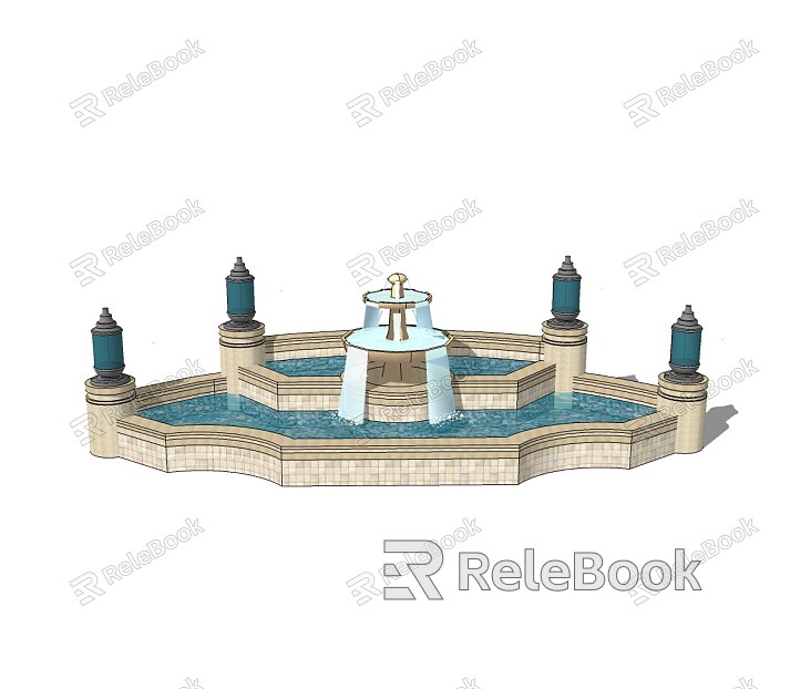 Jianou Fountain Landscape Entrance Waterscape model