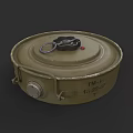 Olive Green Military Weapon TM-46 Mine With Red Button Metal Components And Markings