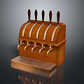 Commercial Beer Dispenser With Wooden Frame And Multiple Metal Faucets For Bars