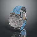 Elegant Modern Watch With Blue Strap Silver Dial And Multiple Sub Dials 3d model