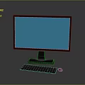 Modern Desktop Computer Monitor With Blue Green Screen Keyboard And Mouse