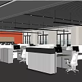Modern Public Office Space With Workstations Office Chairs Computers And Large Windows 3d model