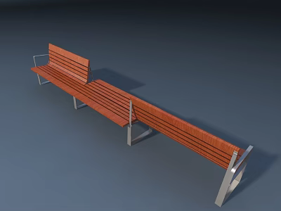 Sturdy Wooden Outdoor Bench With Metal Frame And Armrests For Garden Use 3d model